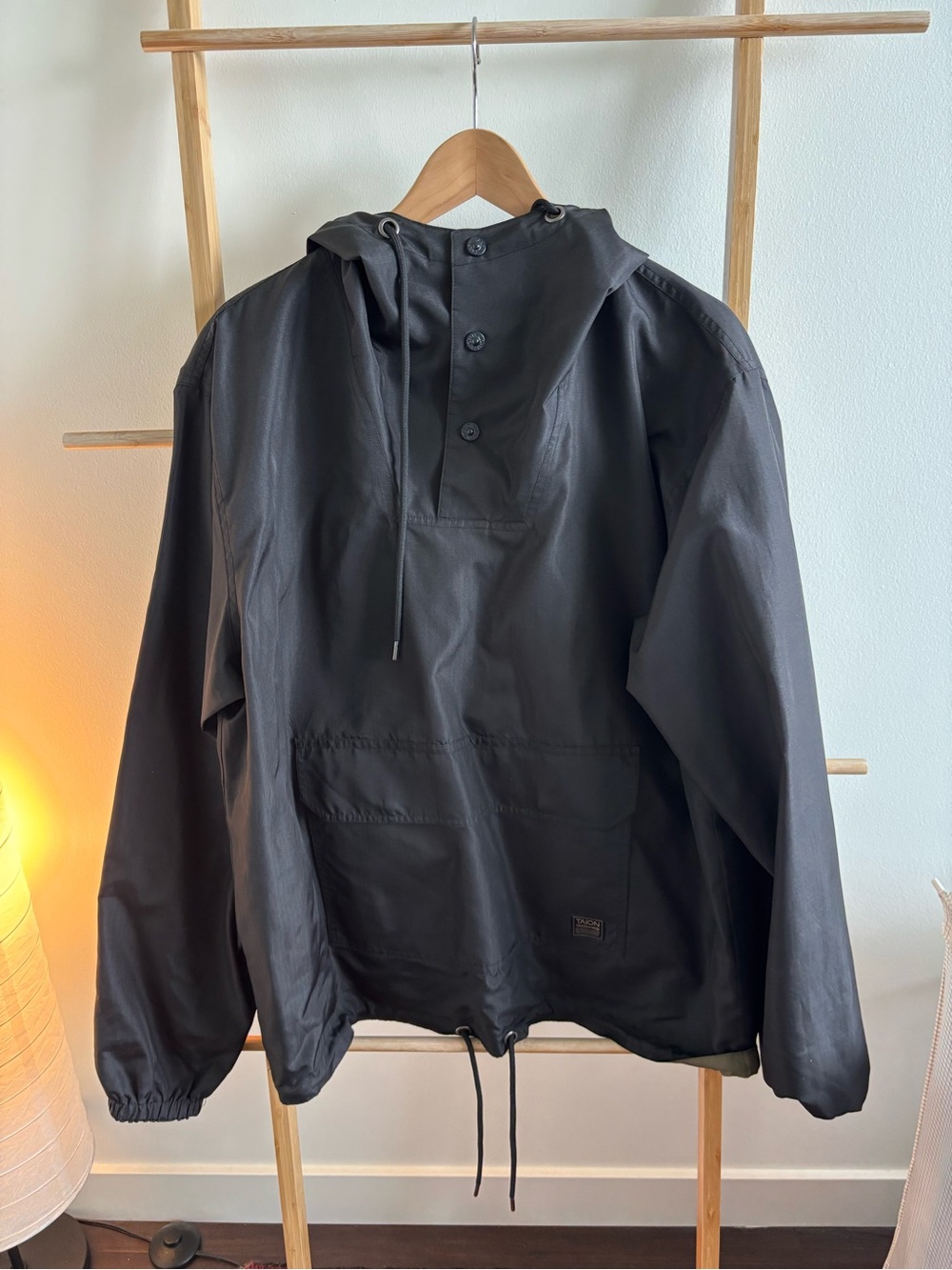 Hooded Windbreaker Pullover - Black